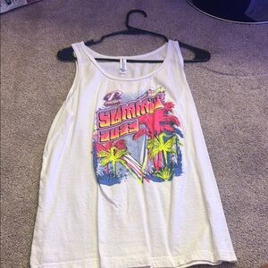 White Tank Top with Colorful Graphic